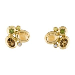 DAVID YURMAN 18K Yellow Gold Mosaic Earrings Sapphire Citrine Peridot Diamond